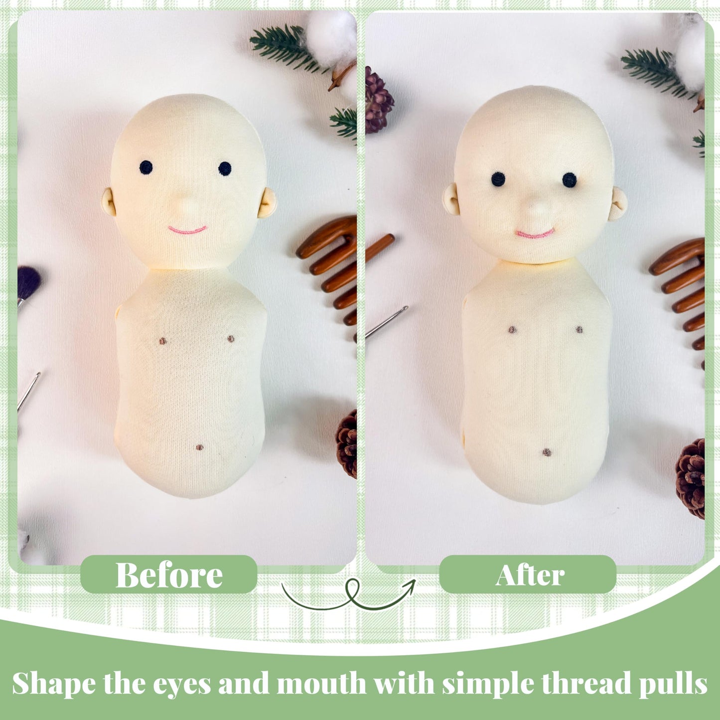 BlissfulPixie Handmade Doll Kit,Comes with 50g of Filling,A Must-Have for Handcraft Lovers,Can Freely Match and Make Your Favorite Doll,Cultivate Hands-on Skills.