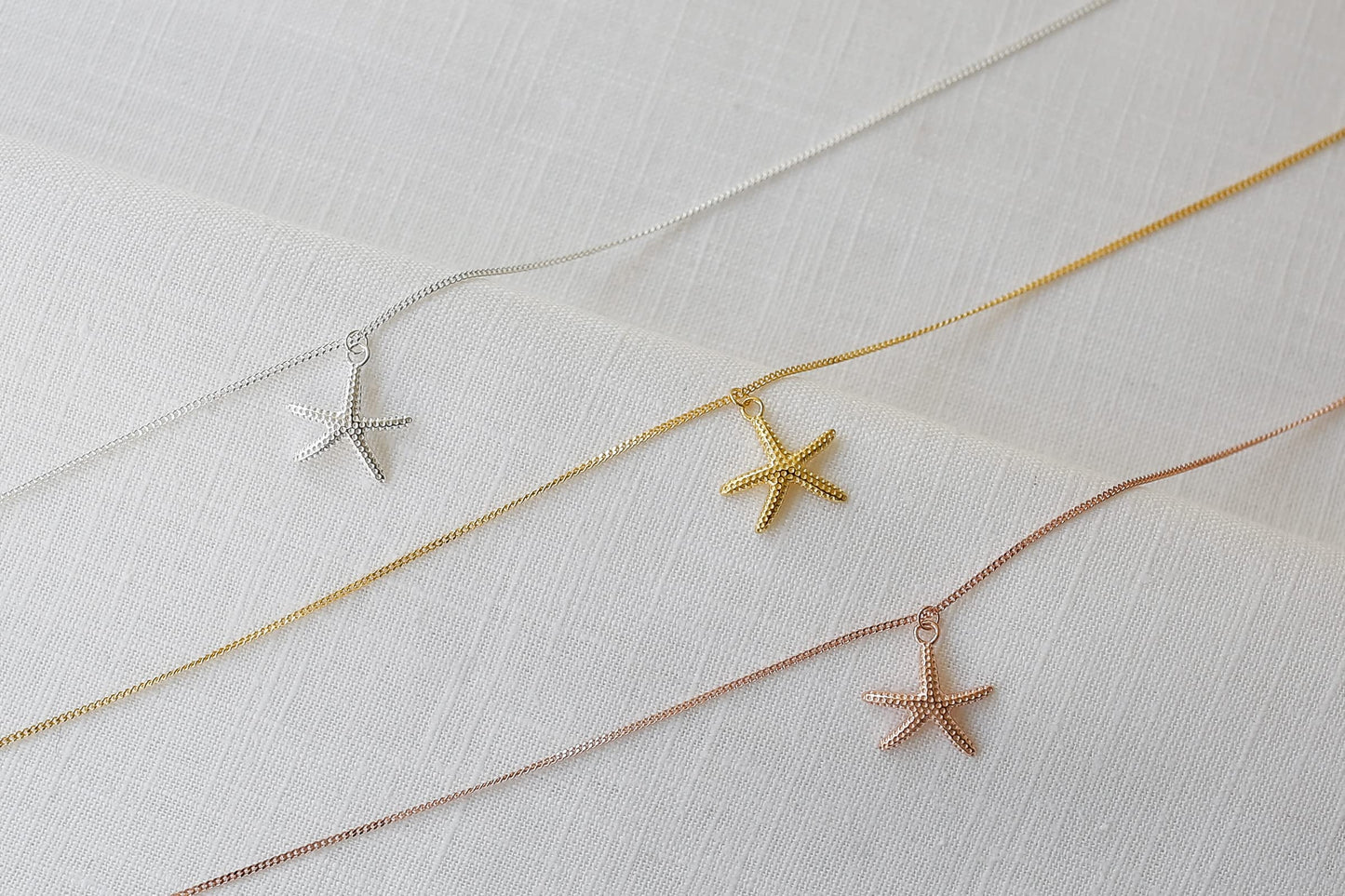 LUUK LIFESTYLE Necklace with starfish pendant and HAPPINESS card, 925 sterling silver, jewelry gift idea for women, 19”, modern fashion accessory for summer, adjustable chain, rose gold