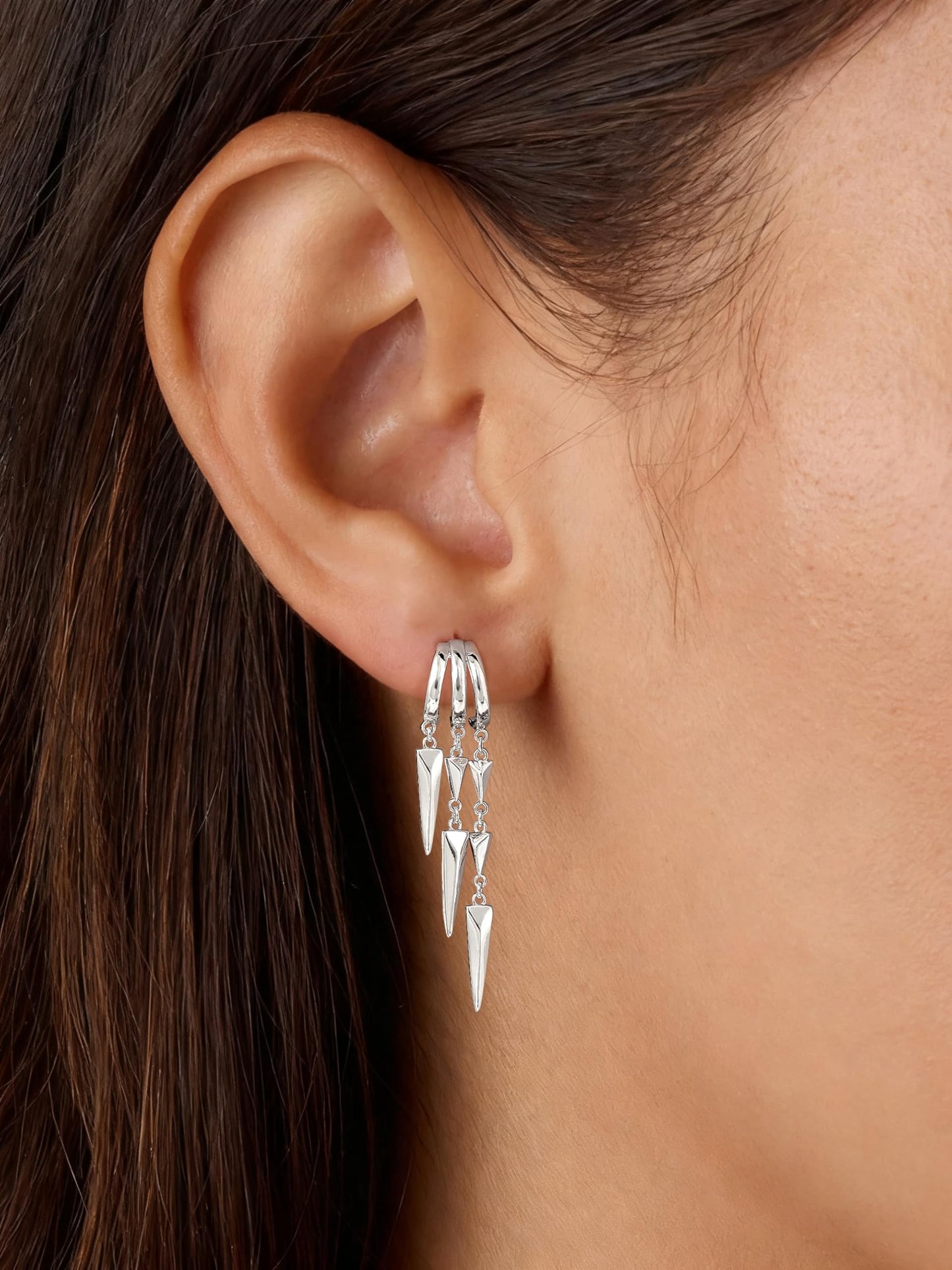 Freekiss Silver Hypoallergenic Stud Dangle Earrings for Women, Dainty Minimalist Long Drop Illusion Huggie Hoop Earrings Set, Simple 925 Sterling Silver Plated Womens Jewelry