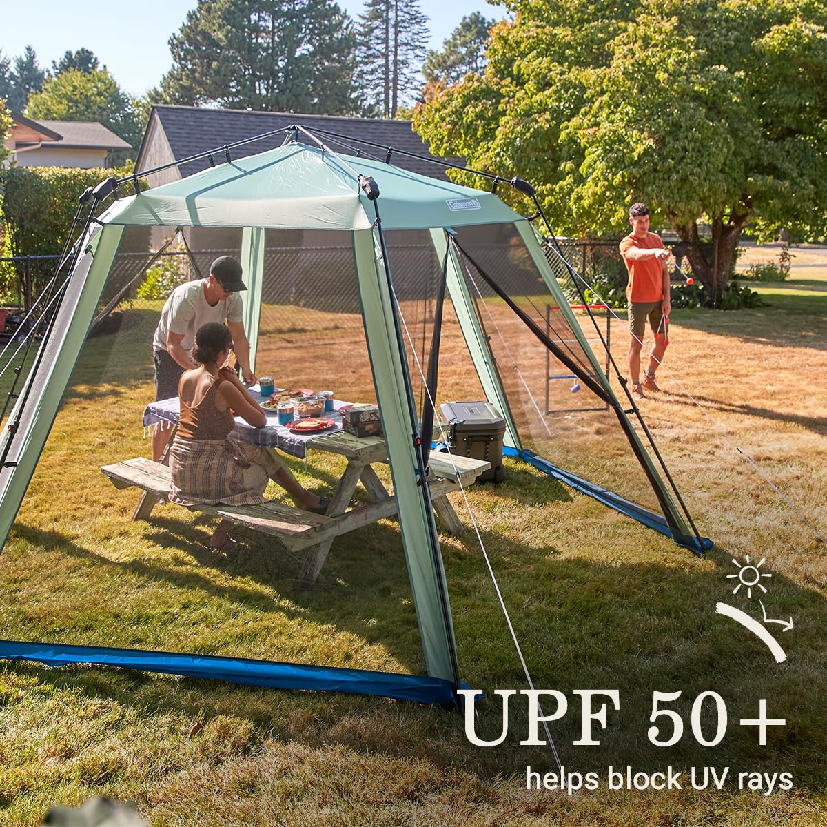 Coleman Skylodge Portable Screenhouse with 1-Minute Setup, Screened Gazebo for Bug-Free Lounging, Outdoor Sun Shade for Picnic, Events, Parties, Camping, & More
