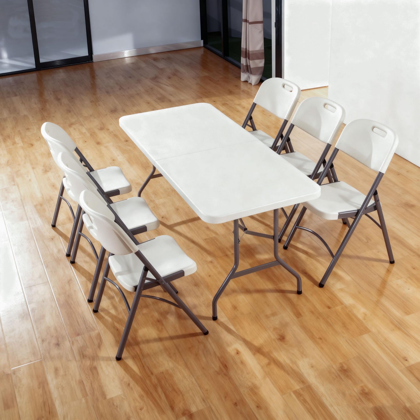 JingPieCle 6ft Folding Table - Heavy Duty Plastic Portable Picnic Table with Handle, 330lb Capacity, Indoor Outdoor Utility Table for Parties, Camping, Dining