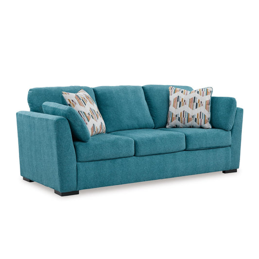 Signature Design by Ashley Keerwick Scandinavian Sofa with 4 Toss Pillows, Blue