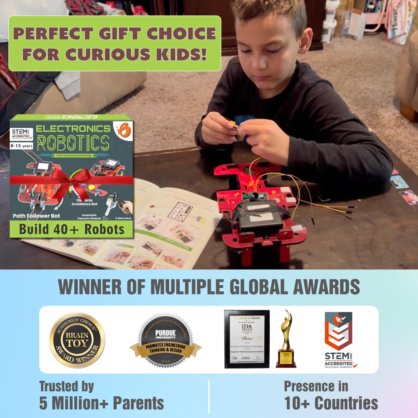ButterflyEdufields 40in1 STEM Robotics Kits for Kids 8-12 Years | DIY Robots Projects for Kids with Electronics Board & Sensors | Best Educational Homeschooling Gift for 8 10 12 Years | 100+ Parts