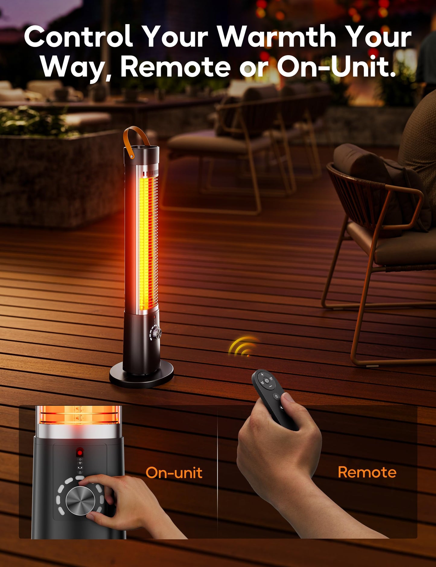 Slkdrft Outdoor Heater for Patio w/Remote, 1500W, 60° Oscillation, 9H Timer, 9 Heat Level, Tip-Over/Overheating Protection, Safety Lock, for Garage Porch Office Black