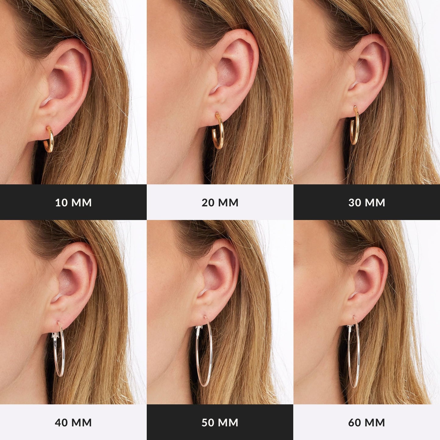 JTV Sterling Silver Hoop Earrings Set for Women - Cubic Zirconia Hoops - 2 Pairs of 12.7 mm Faux Diamond Earrings - Lightweight, Elegant Jewelry Gift for Summer - (Platinum)