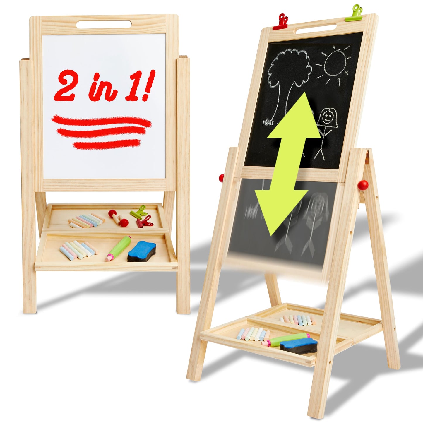 Kidaddle 2-in-1 Double Sided Kid's Easel, Tabletop Art Easel for Toddlers 2-4, Toddler Chalk Board for Children, Kid Art Easel, Arts Easel for Toddlers 2-4 Years, Painting Kit Kids