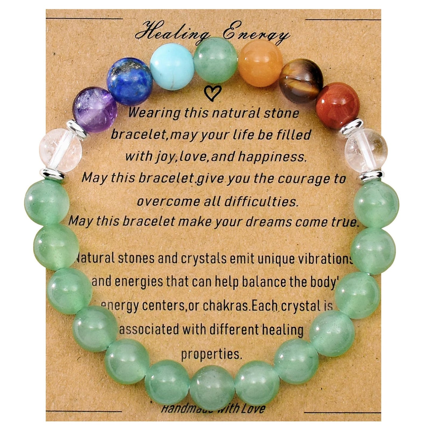 Ayriwoyi 7 Chakra Bracelet for Women Green Aventurine Bracelet Healing Stone Beaded Spiritual Bracelet Crystals And Healing Stones Bracelets