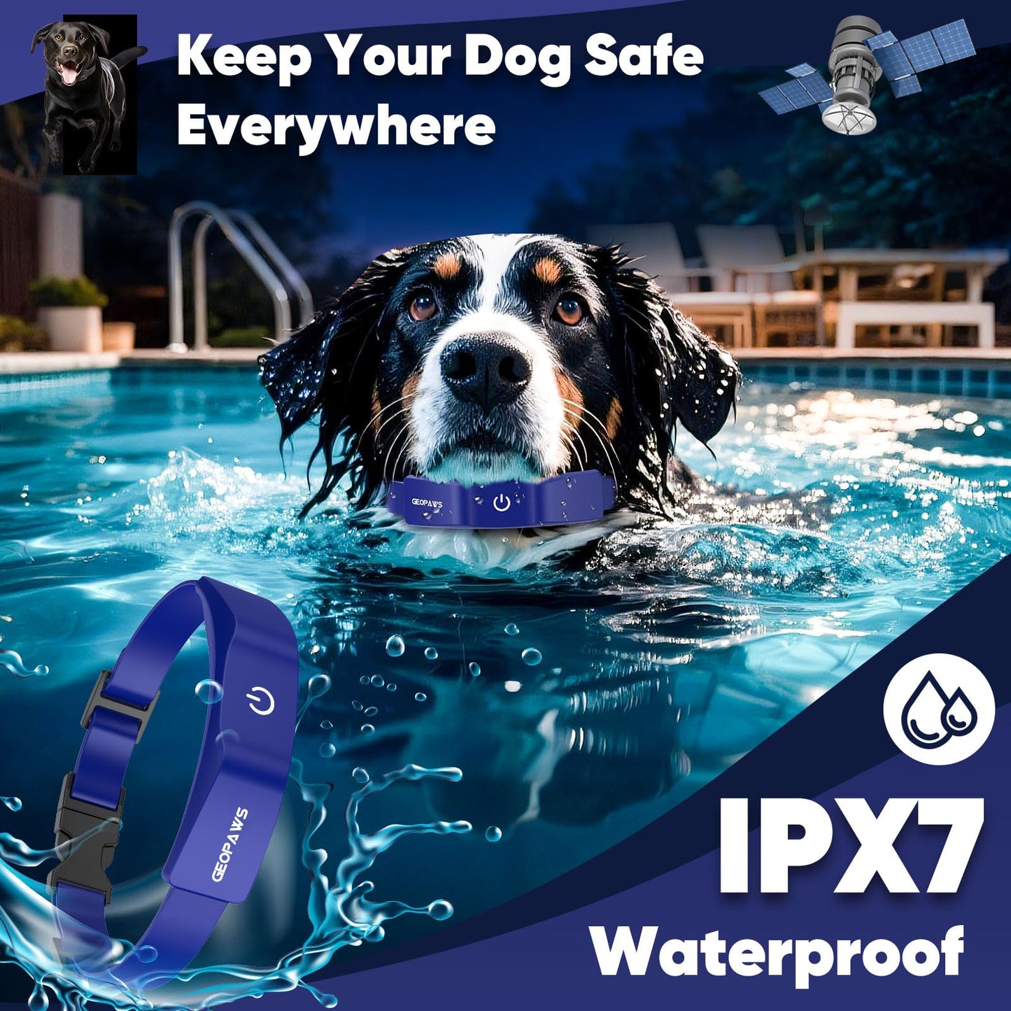 GPS Electric Dog Fence with Free App, Wireless Fence System with Training Collar, Adjustable of Dogs Portable Fence for Outdoor Use, Rechargeable Waterproof Flexiable Collar, (Blue)