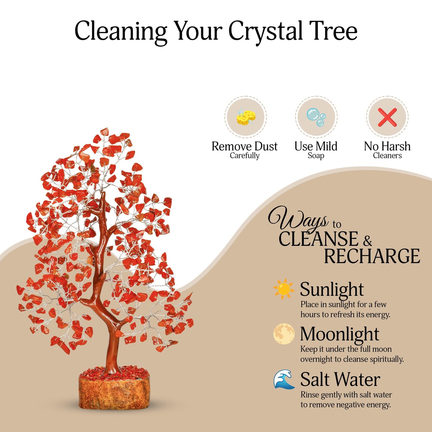YATSKIA Red Jasper Crystal Tree of Life - Crystals and Stones - Home Office Decor - Desk Accessories - Bonsai Tree - Gemstones and Crystals