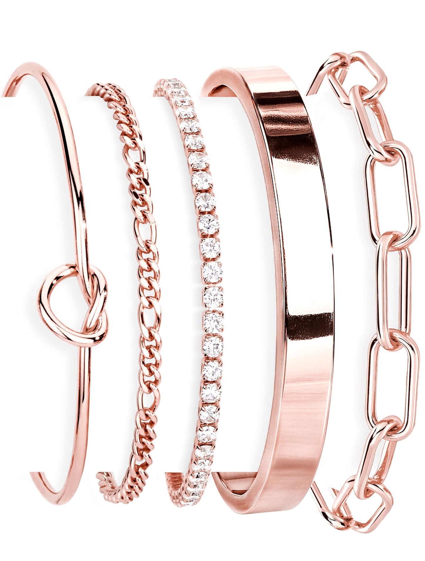 Gokeey Rose Gold Bracelets for Women Bangle Cuff Bracelet Set for Women No Tarnishi Bracelets Jewelry Gifts for Women