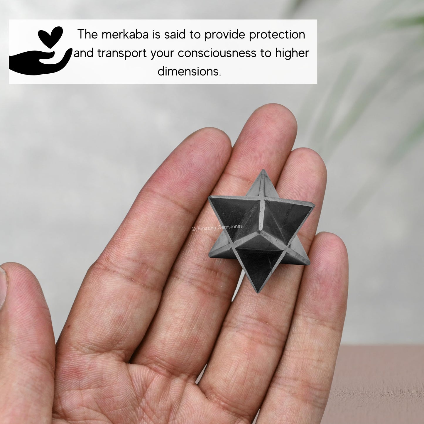 Amazing Gemstone Shungite Merkaba Crystal - 0.75 Inches Metaphysical Merkaba Star for Meditation - Energetic Tetrahedron Crystal and Healing Stones and Healing (15-20mm)