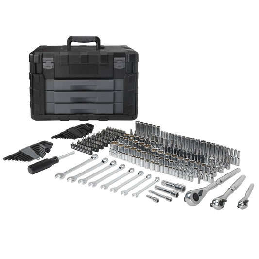 Amazon Basics 287-Piece Mechanic Tool Set with Sockets, Ratchets & Wrenches - 3-Drawer Case