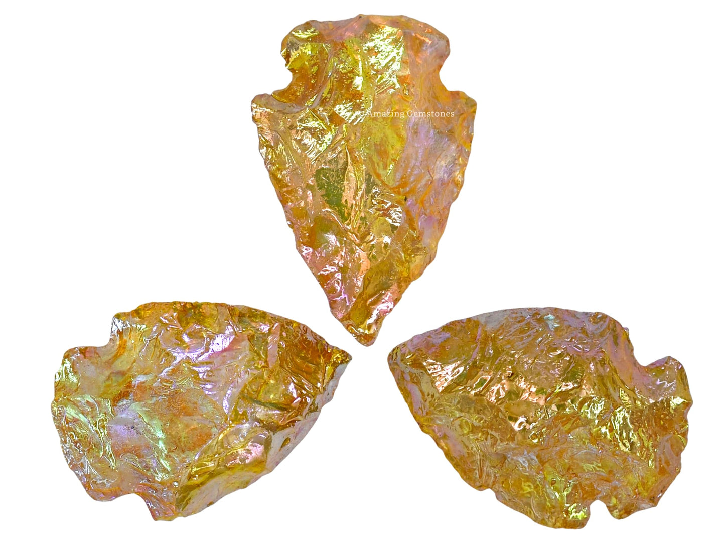 Amazing Gemstone Yellow Aura Quartz Arrowhead, Crystal and Healing Stone Flint Rock Arrow Head - 1 to 1.5 Arrowheads for DIY Project Craft Point Jewelry Making
