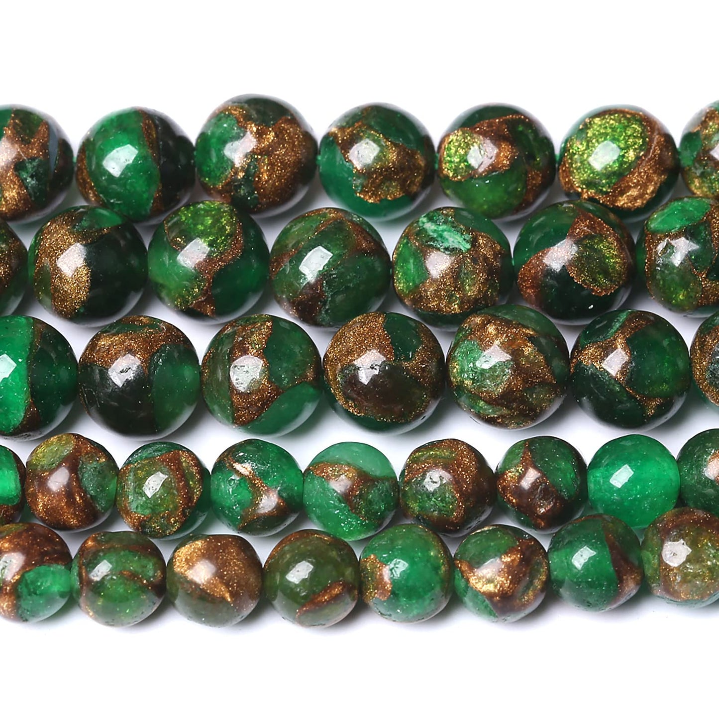 6MM 60PCS Green Cloisonne Craft Loose Round Beads for Jewelry Making DIY Bracelet