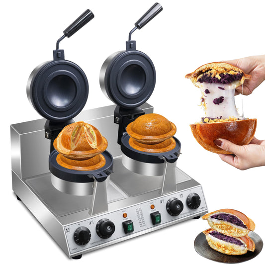 Ice Cream Burger Maker,double UFO Burger Maker,180°Rotating Ice Cream Filling Waffle Maker,Hamburger Waffle Maker Sandwich Press Non-stick Panini press waffle machine 2600W Gelato Panini Press machine