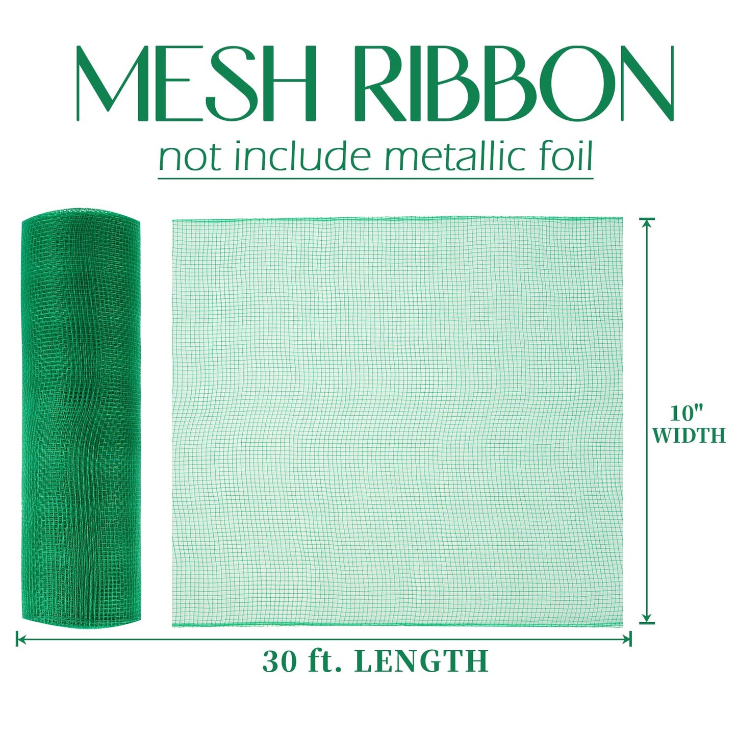 MEEDEE Emerald Green Deco Mesh 10 Inch Rolls Mesh Christmas Ribbon Green Mesh Ribbon for Christmas Tree, Garland, Staircase, Mailbox, Centerpiece, Making Wreath, Decorating and Crafts (30 Feet)