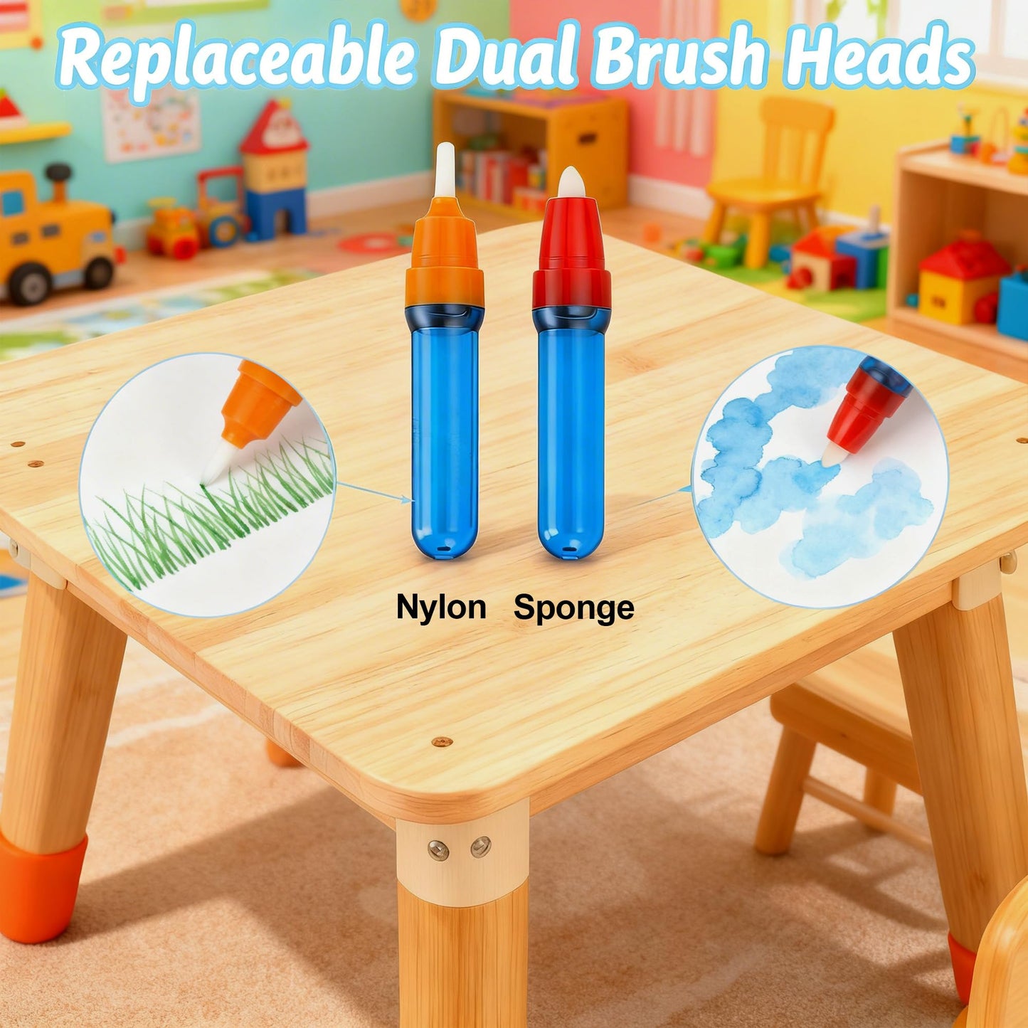 Xirtneduav 36-Piece Magic Brush Painting Set for Kids, Mess Free Art Station with Storage Base and Replaceable Brush Heads, Toddler Drawing Toys for Creative Learning Home & Travel, Gift for Boys Girl