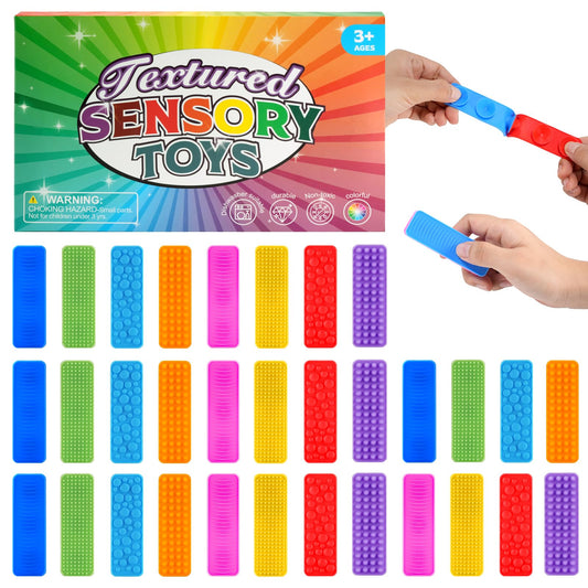 32 Pack Sensory Toys for Kids with Autism, Textured Suction Toys(4 Types of Textures), Suitable for Office Workers in The Office or Children in The Classroom to Relieve Anxiety