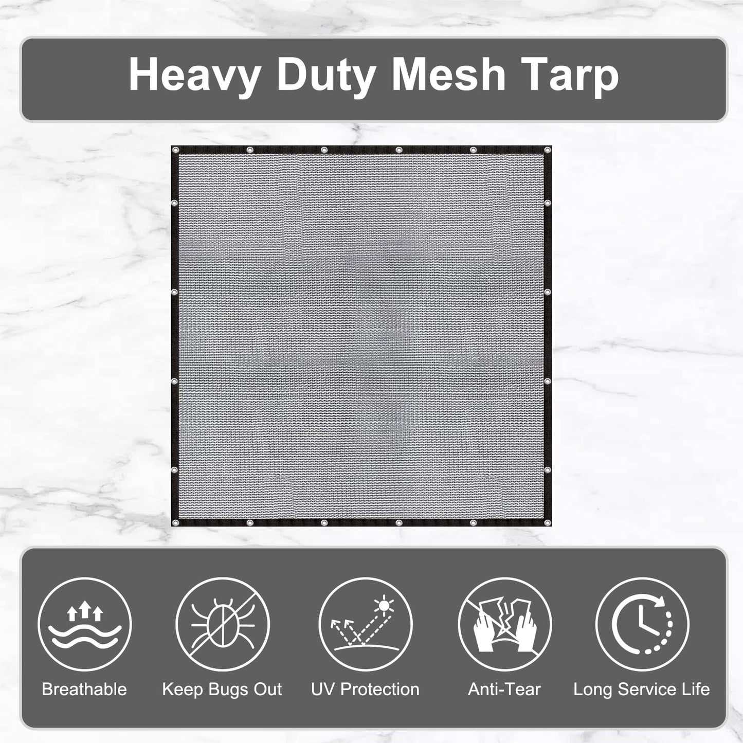LOVE STORY 8x8FT Shade Cloth for Plant Heavy Duty Knitted Mesh Tarp with Grommets Screen Mesh Netting for Garden Patio Porch Pools Greenhouse Dump Truck