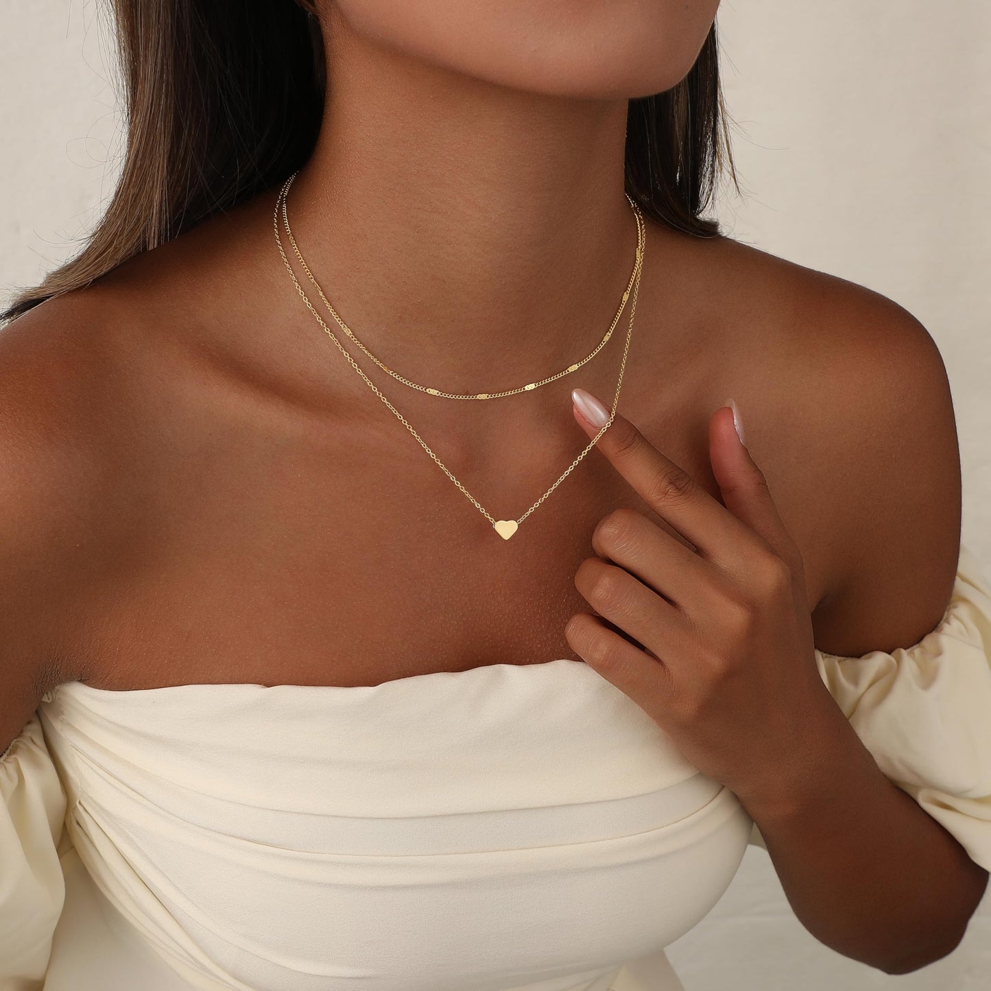 Hothrty Gold Necklace for Women Dainty 14K Gold Plated layered Necklaces Delicate Love Puffy Heart Necklace Heart Pendant Necklace Cute Necklaces Festival Jewelry Gifts