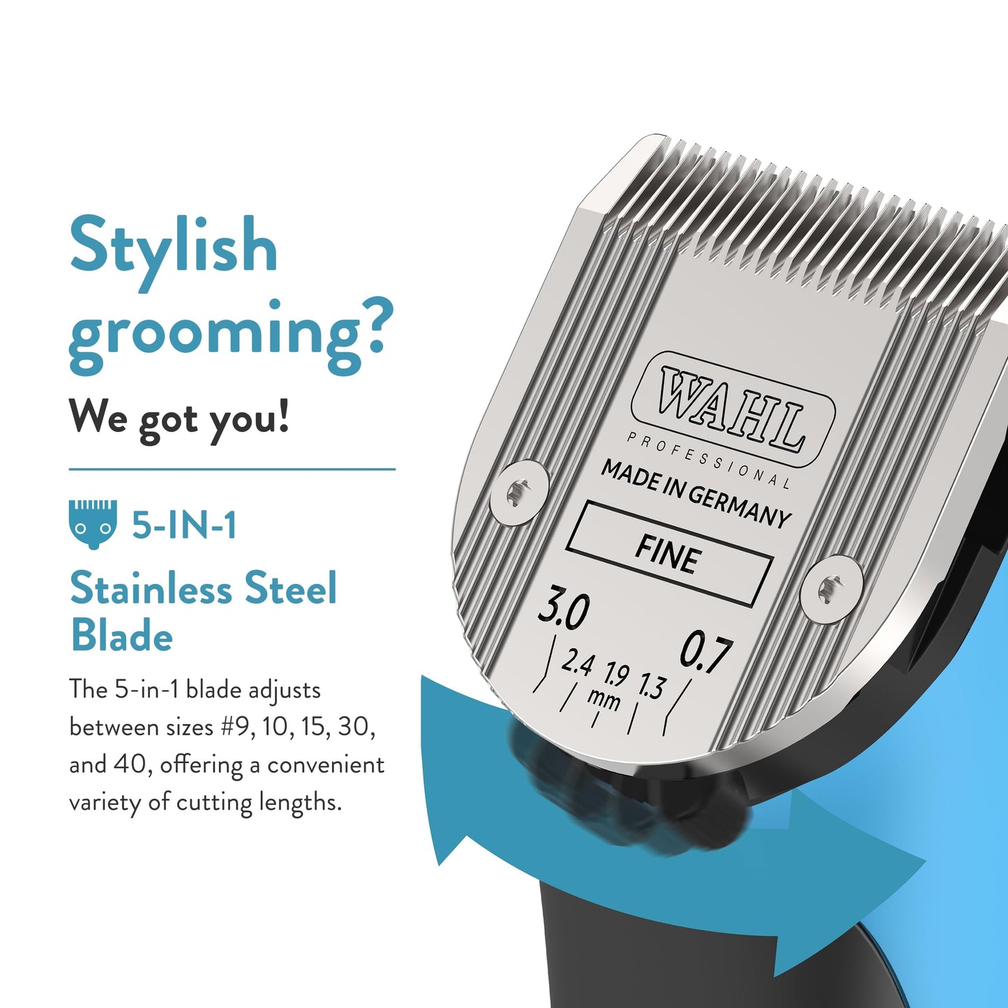 WAHL Professional Animal Bravura Lithium Ion Clipper - Pet, Dog, Cat, and Horse Corded / Cordless Clipper Kit, Turquoise (41870-0438)
