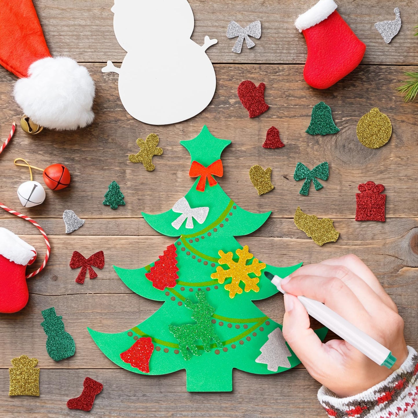 Max Fun Christmas Crafts for Kids Toddlers, 350Pcs Foam Ornaments DIY Christmas Arts and Crafts Kits Bulk Stickers Set, Xmas Tree Snowman Christmas Decorations Crafts Party Favors Supplies