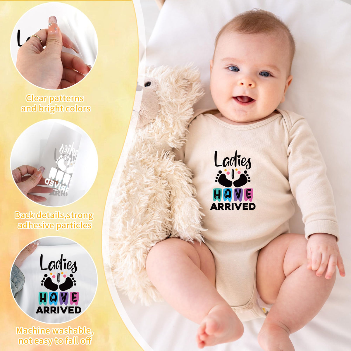 Funny Baby Iron on Transfers, 20 PCS Onesie Decorating Kit Baby Shower, Fun Heat Transfer Stickers, Iron on Decals for T Shirts Hoodie Bibs Bodysuit Clothing DIY Crafts
