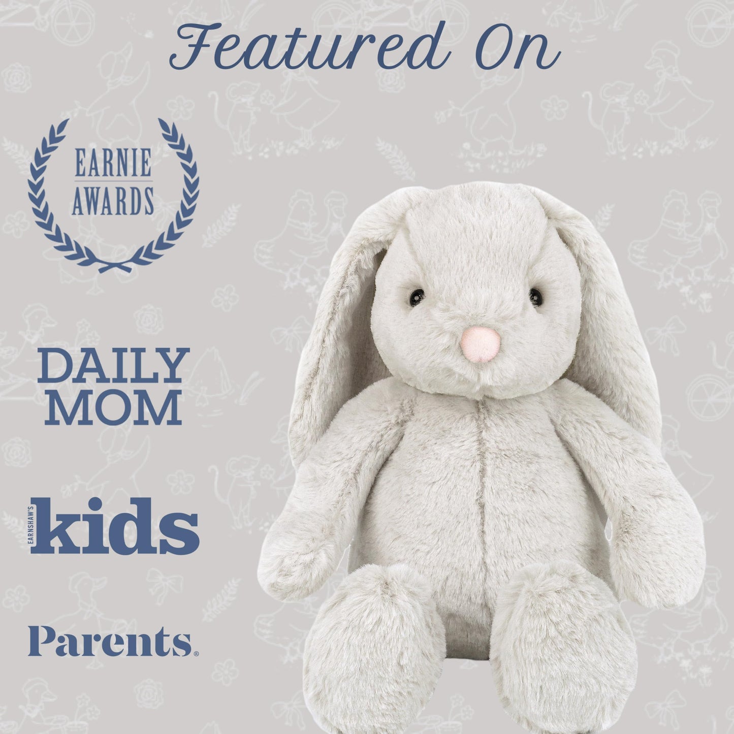 MON AMI Sterling Bunny 13-Inch Stuffed Rabbit for Boys & Girls | Soft Bunny Plush Toy | Snuggle Companion | Nursery Décor | Gift for Valentine’s Day & Birthdays