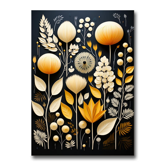Scandinavian Folk Art, Black and Beige Abstract Botanical Wall Art for Scandinavian Home Decor, Decor Poster, Wall Decor