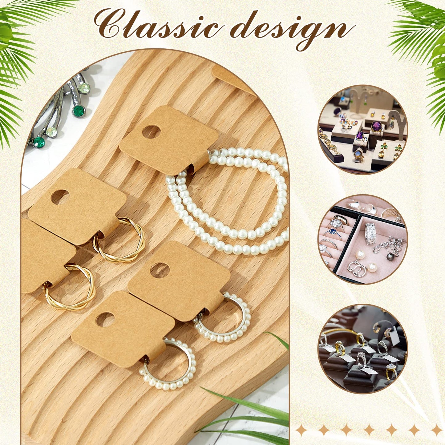 Ctosree 1000 Pcs Self Adhesive Bracelet Display Card Necklace Display Jewelry Packaging Selling Card for Keychain Earring Necklace Hairband and Scrunchies Hanging, 3.94 x 1.57 Inches(Brown)