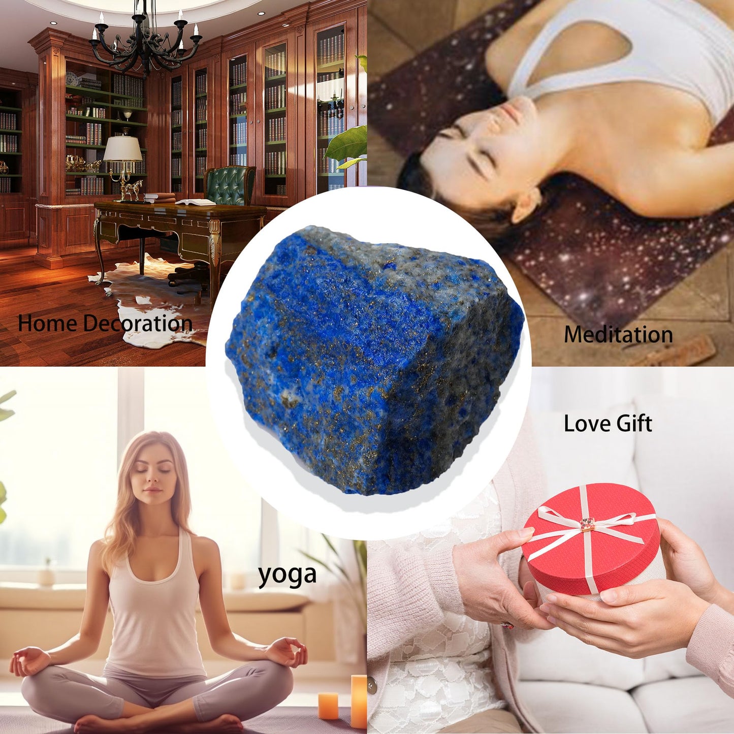 Apengshi 1.2-2'' Lapis Lazuli Raw Stone Natural Crystal Healing Crystal and Stone Rough Rocks for Fountain Home Garden Decor Meditation