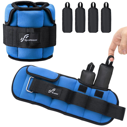 Sportneer Adjustable Ankle Weights: Upgraded Adjustable - Easy Pick & Place Leg Weights Cuffs Weights for Gym Fitness Yoga Walking Running Aerobics (Sapphire Glow, 5 lbs x 2)
