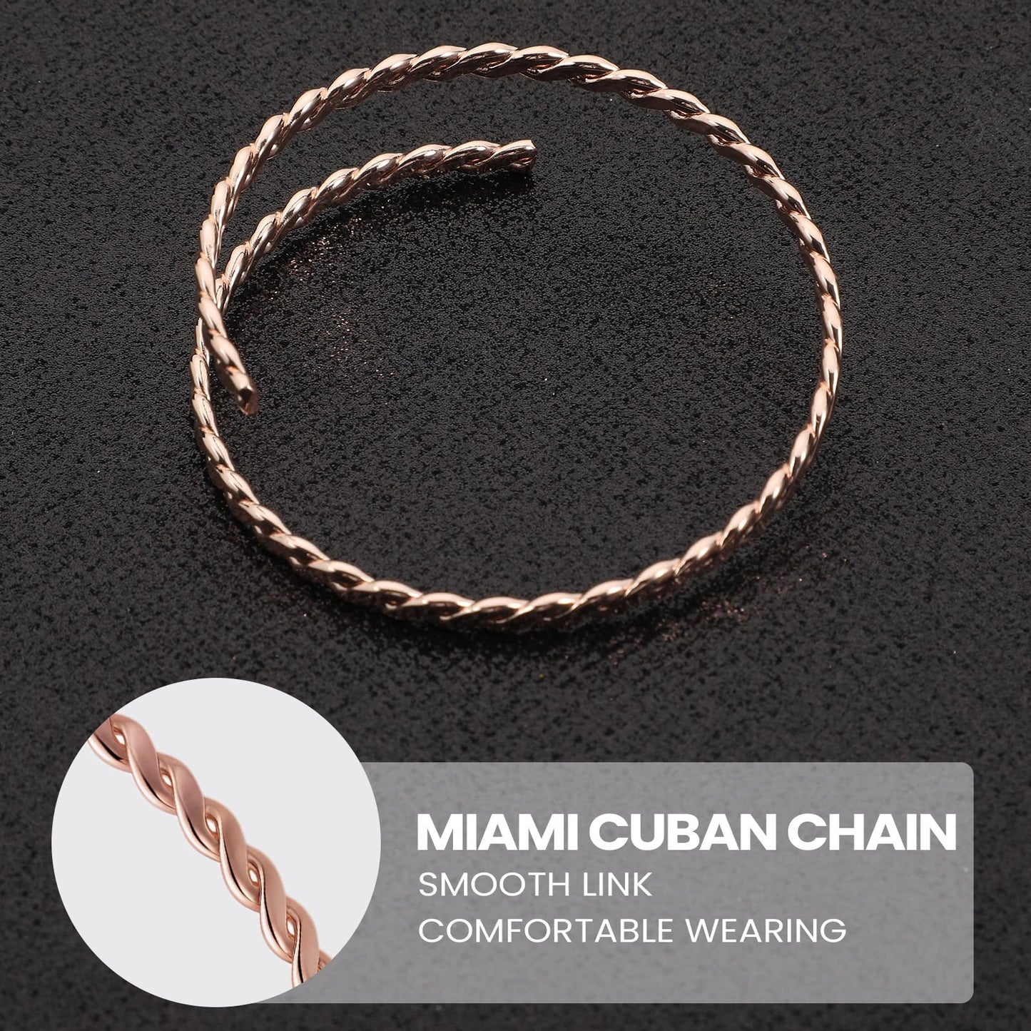 Tondiamo 99.99% Copper Bracelets for Women, 12 Inch Twisted Bangle Bracelet Adjustable Solid Copper Jewelry for Women Health Jewelry Gift