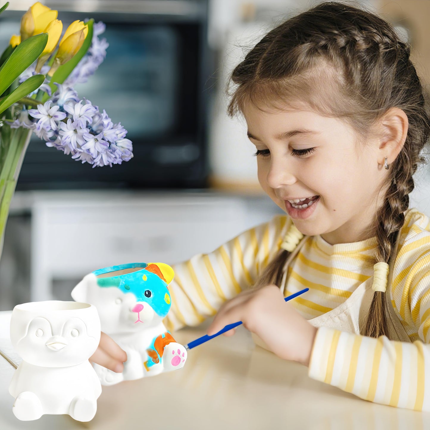 yasest Paint & Plant Flower Growing Kit for Kids - 4 Set DIY Animal Pattern Ceramic Painting Kit, Kids Gardening Set, Arts & Crafts for Ages 8-12, Birthday Gifts for 5 6 7 8 9 10 11 12 Year Old Girl