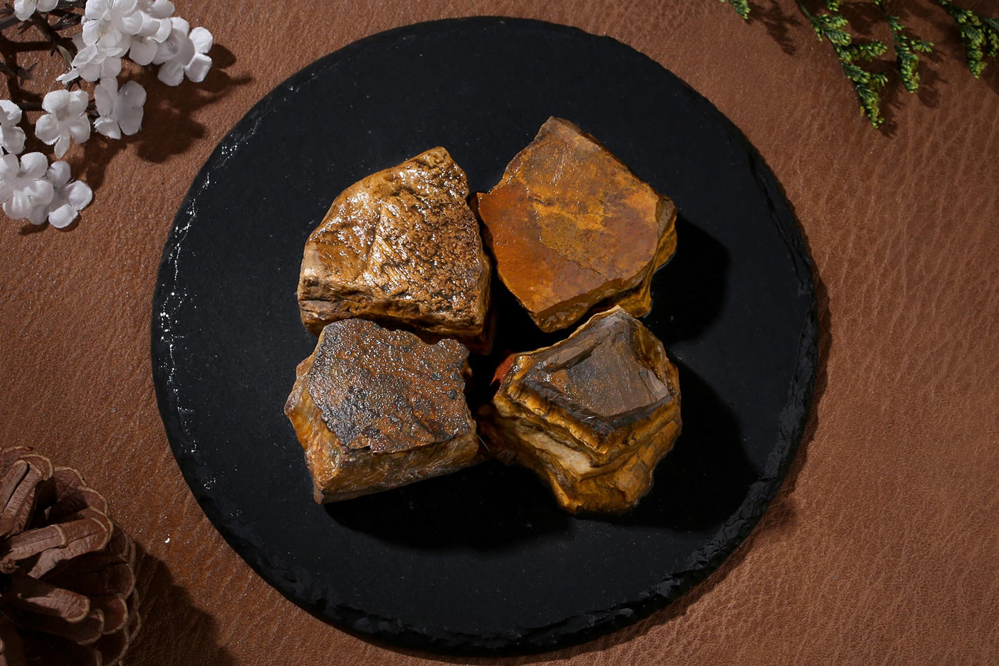 QINJIEJIE 2PCS Tiger Eye Natural Rough Healing Crystal 1.8-2.2'' Rocks Bulk Large Crystal Rocks Stones for Tumbling Cabbing Polishing Fountain Rocks DIY Decoration Handmade Gifts