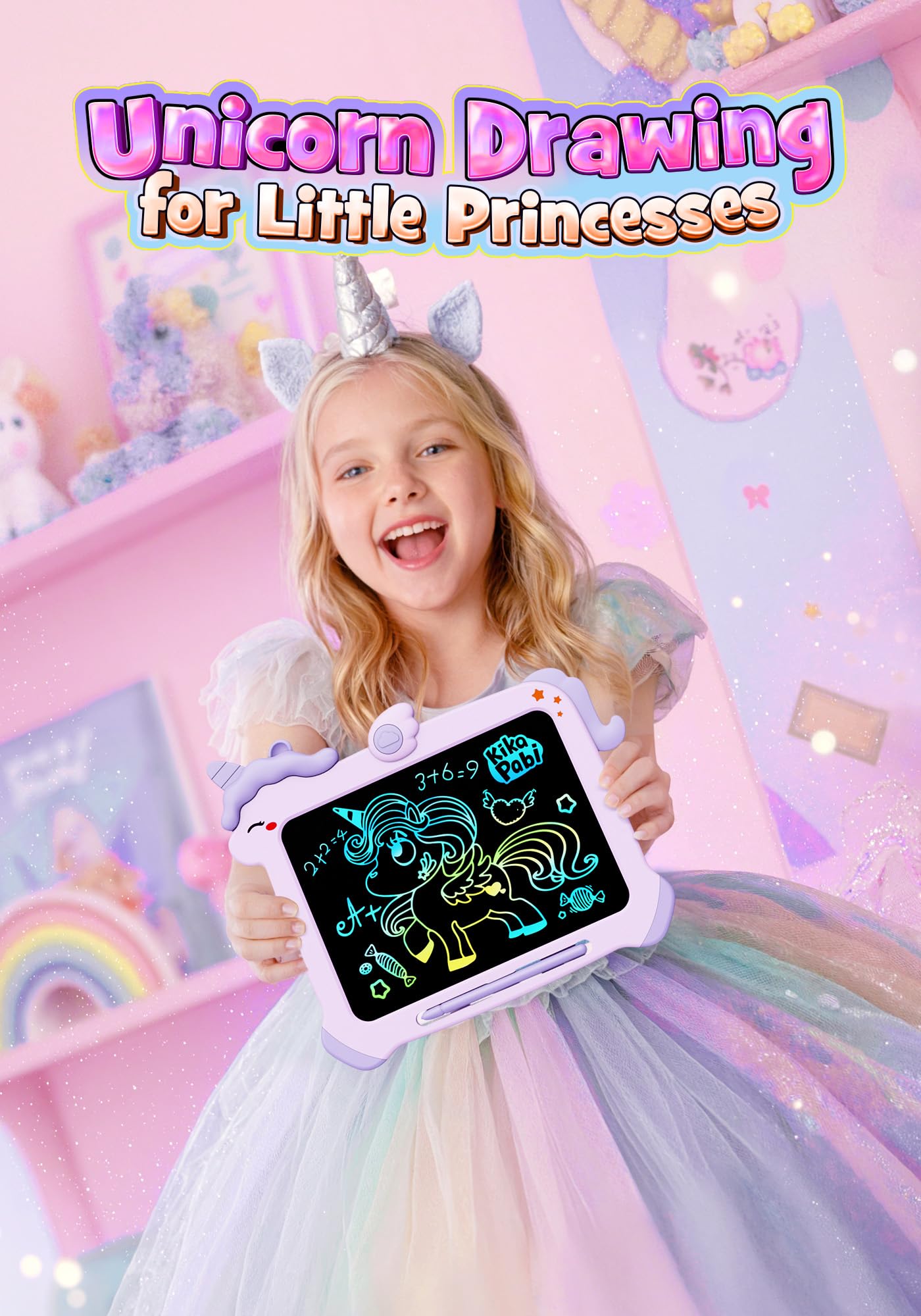 8.5 inch LCD Writing Tablet for Kids, Unicorn Toys Gifts for Girls Aged 3-5, Toddler Girl Kids Educational Travel Toy, Birthday Gift for 3 4 5 6 7 8 9 Year Old Girl (Purple