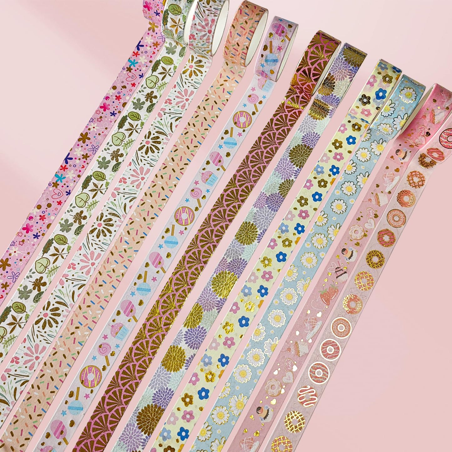 Puninoto 60 Rolls Floral Washi Tape Set,Flower Patterns Decorative Skinny Blooms Masking Tapes with Gold Foil Supplies for Arts,Scrapbook,Planner,DIY Arts and Crafts,Gift Wrapping