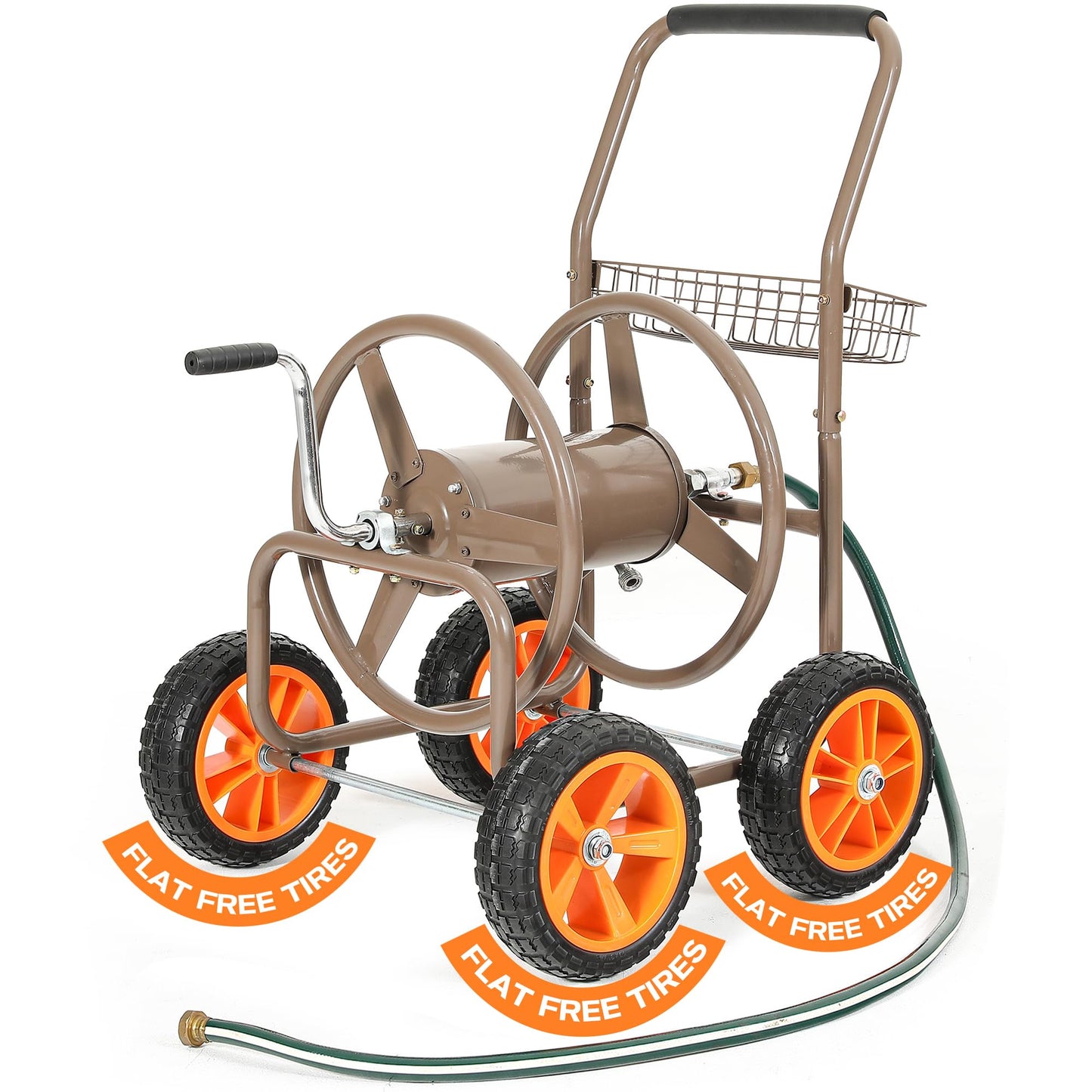 2026 Upgraded Hose Reel Cart with 10" NO-FLAT TIRES, 250FT 5/8" Heavy-Duty Steel Frame, Easy-Rolling All-Terrain Mobility for Tangle-Free Garden Hose Storage, Lawn Yard