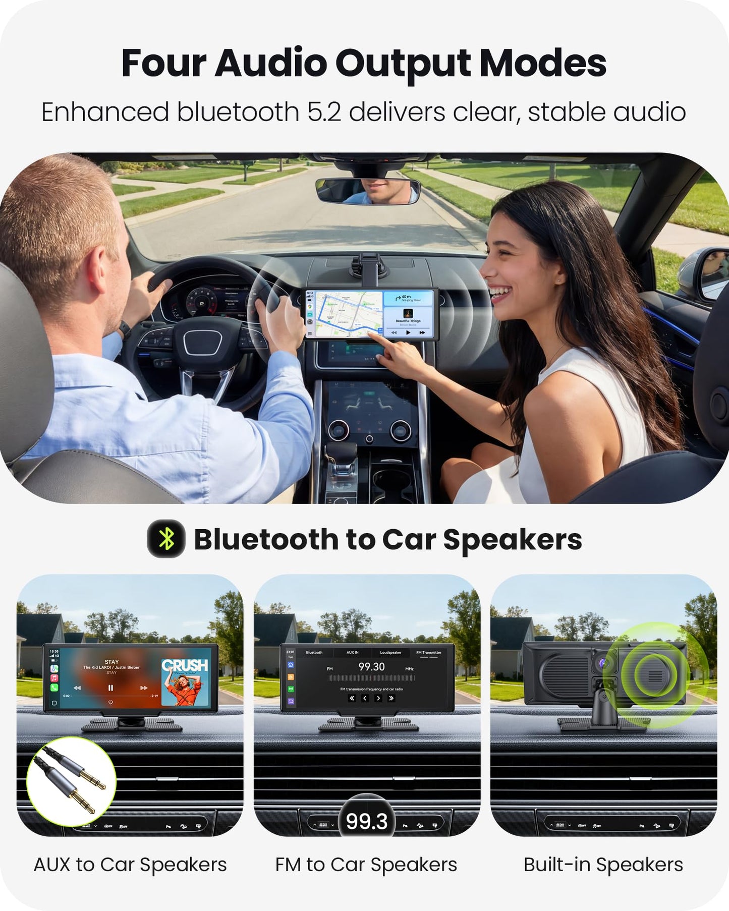Avaett 9.26" Portable CarPlay Screen for Apple Carplay & Android Auto with 4K Dash Cam & HD Backup Camera, Wireless Car Play with Strongest Bluetooth 5.2, OTA Updates, Voice Control, GPS Navigation