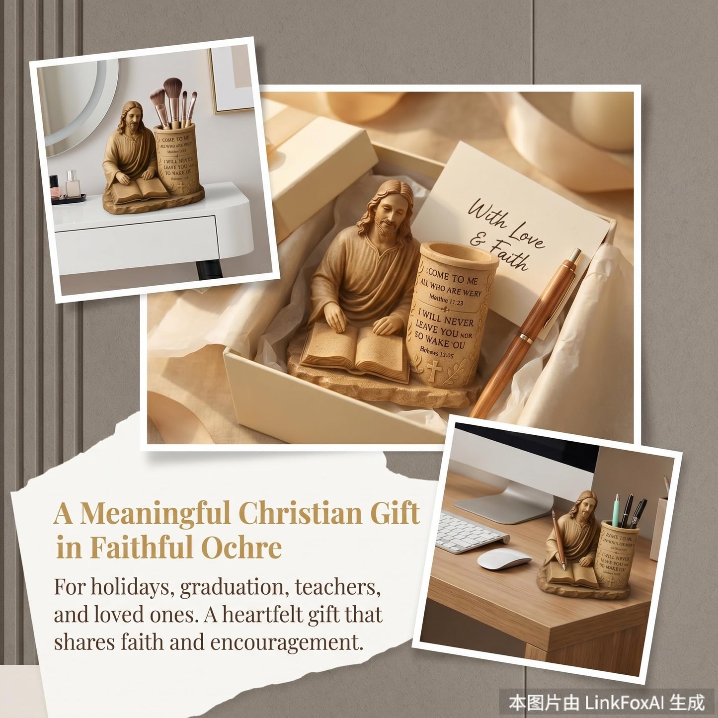 jklhkmhj Jesus Pen Holder With Bible Verse,Jesus Inspirational Religious Bible Verse Pen Holder Thoughtful Christian Gifts for All Perfect for Office School Home and Stationery Essentials