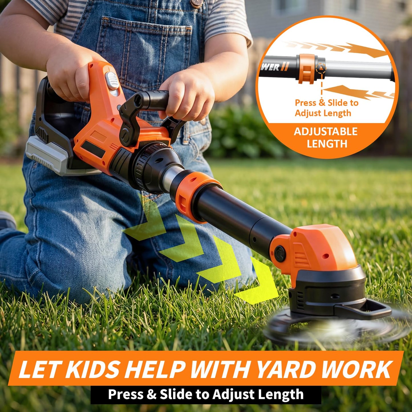 KidBloom Kids Gardening Tools Set, Kids Lawn Mower with Lights, Lawn Mower Toy with Sound On Off Switch, Toddler Outdoor Pretend Play Toys, Birthday Gifts for Boys 3 4 5 6 7 8+