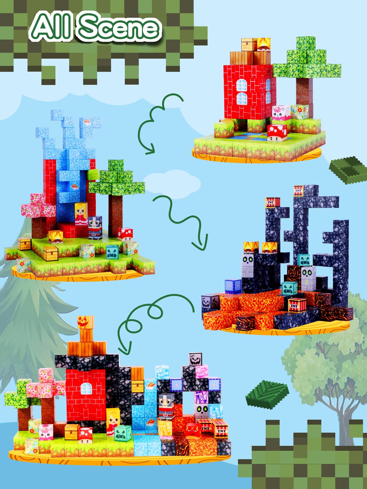 208 PCS Magnetic Building Blocks Toys Kids -0.8in 3D Magnetic Blocks Magnet Build Cubes Boys STEM Constructions Sensory Stacking Toy Set Girls Age 3+,4,5,6,7,8,9,10,11,12 Christmas Birthday Gifts