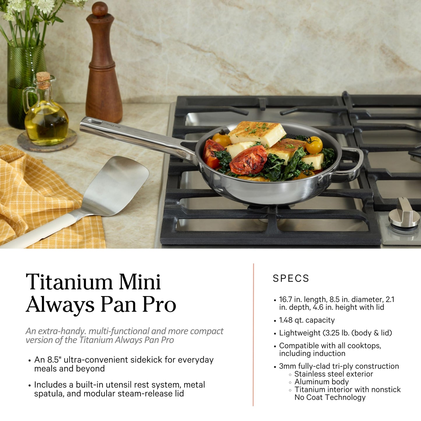 Our Place Titanium Pro Cookware Set | 10-Piece Pots and Pans Set with Always Pan Pro, Perfect Pot Pro & Minis | Non-Toxic No-Coating Nonstick | Induction & Oven-Safe up to 1000°F | Chrome