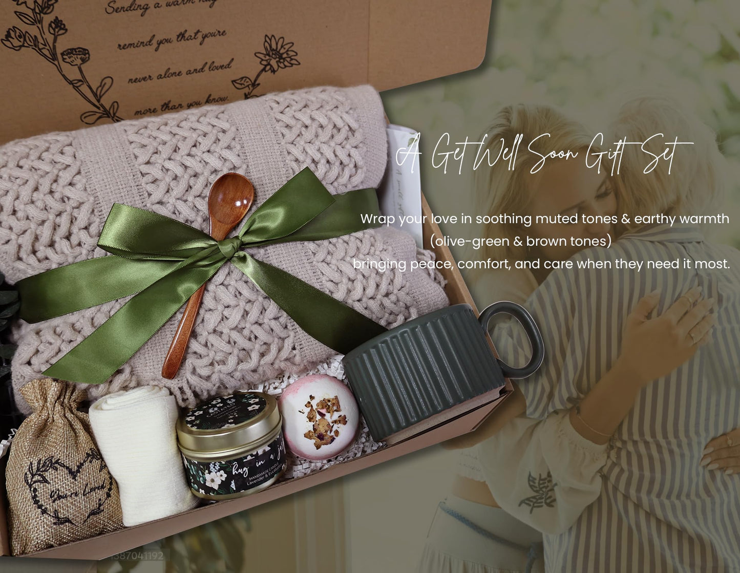 CASTATEO Get Well Soon Gift Basket- Relaxation, Birthday,Self Care Package, After Surgery Recovery, Sympathy Gift for Loss of Loved One, Thinking of You Set, Grief/Miscarriage for Women(Dark Green)