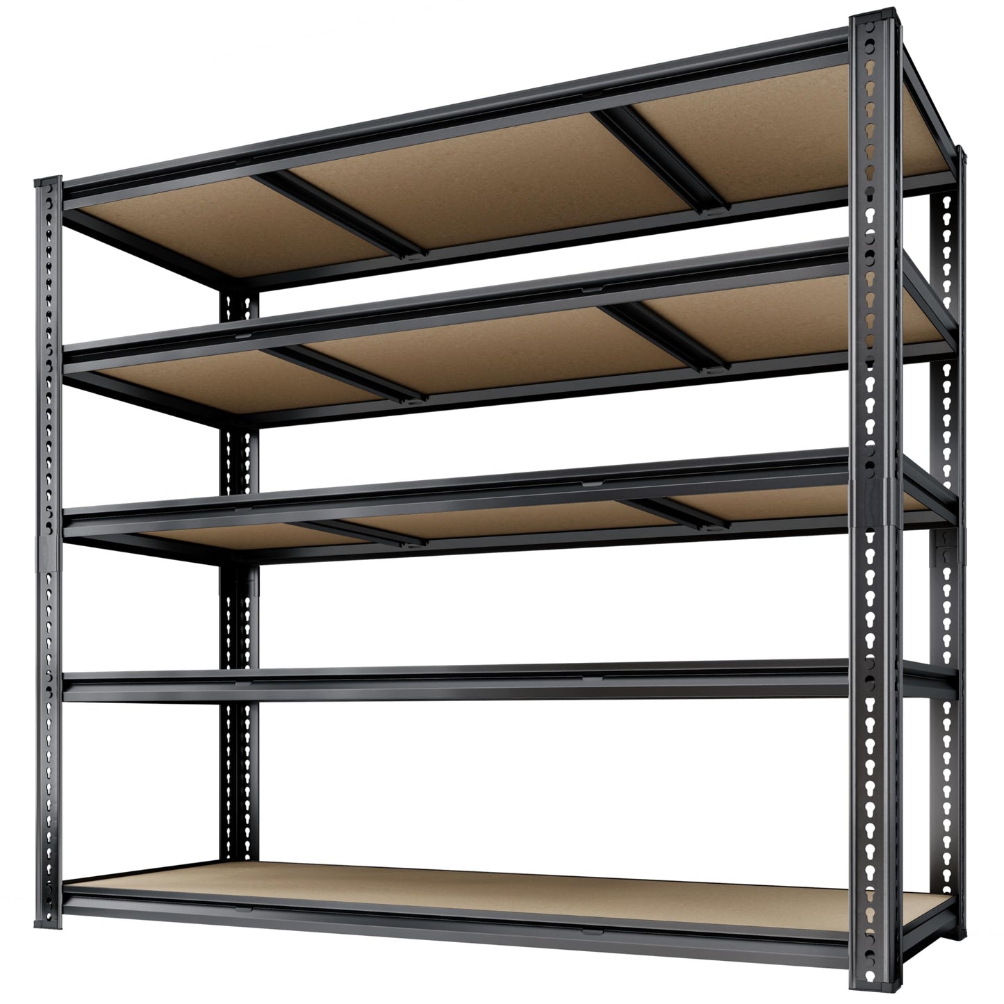 48"W Garage Shelving, 3050LBS Storage Shelves Heavy Duty, 5 Tier Metal Shelving Unit Adjustable Garage Shelves Heavy Duty Shelving for Warehouse,Commercial, Kitchen, 48" W × 24" D × 72" H, Black