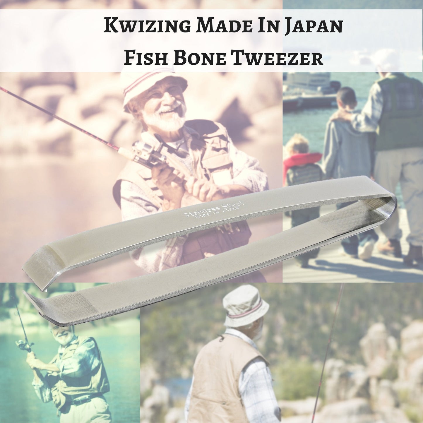 [MADE IN JAPAN] Kwizing Fish Bone Tweezers by RCI GLOBAL - Non-Slip, Precision Grip - Debone Salmon, Bass, Catfish - Stainless Steel Handmade Japanese Craftsmanship (4 3/4")