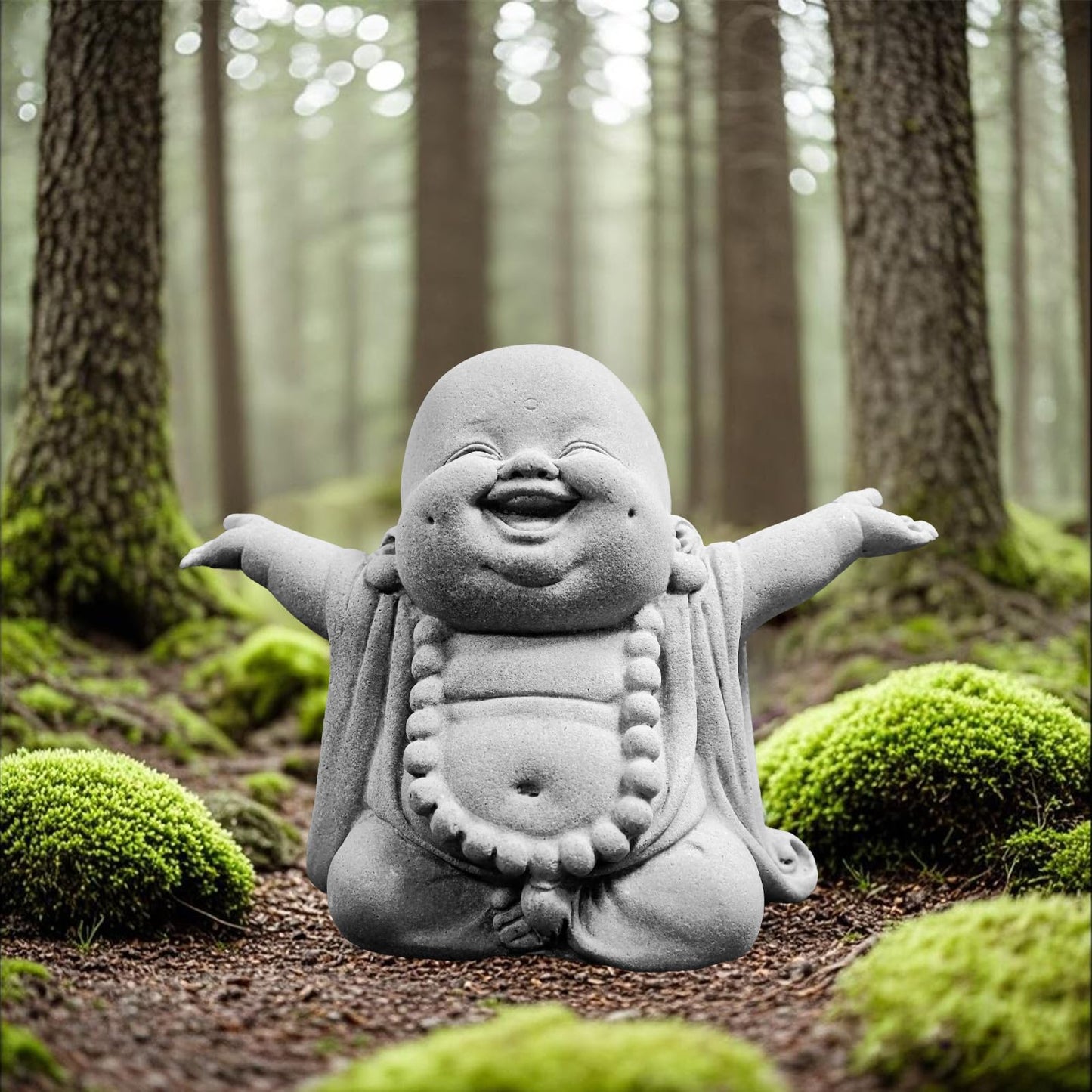 starfa lab Laughing Buddha Statue,Zen Monk Praying Statue Sculptures Ornament for Garden,Outdoor,Wealth,Good Luck, Indoor,Mini Buddha Fish Tank Decoration