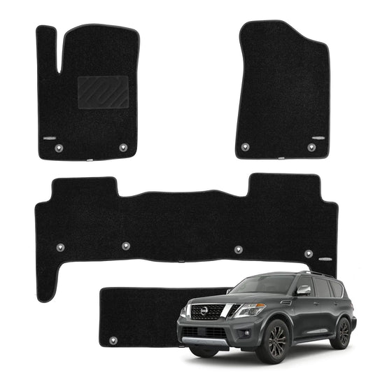 WENNEBIRD Superior Carpet Floor Mats for 2014-2018 Infiniti QX80 / 2017-2018 Nissan Armada, 0.6-Inch Ultra-Thick, Noise-Reducing, All-Weather Waterproof Anti-Slip – 4-Pc Set
