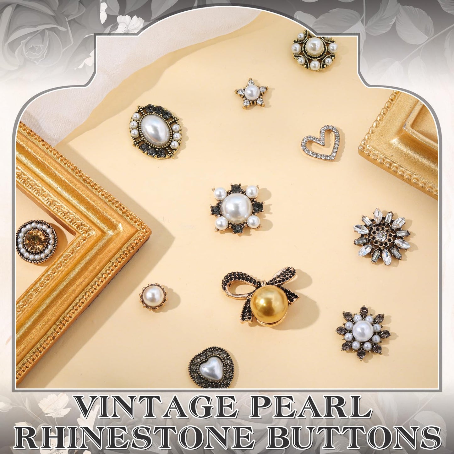 Liliaafar 60 Pcs Rhinestone Buttons Faux Pearl Embellishments for Clothing Jewelry Making DIY Decoration Buttons Charms for Sewing Crafts Wedding Bridal