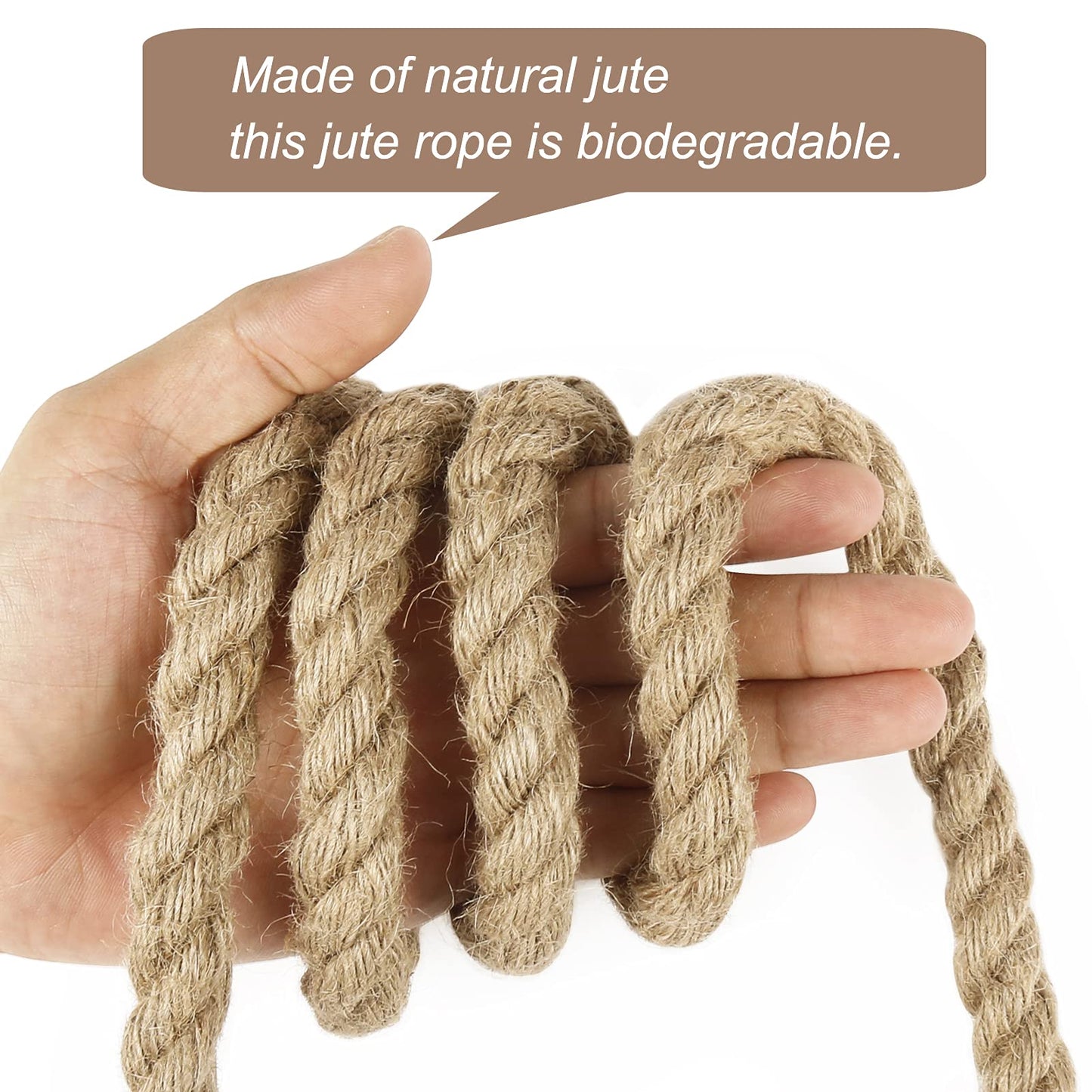 Tenn Well 1/2 inch Jute Rope, 33 Feet 14mm Thick Twine Rope for Crafting, Gardening, Home Decor, Farmhouse Decor, Cat Scratching Post